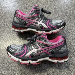 ASICS Gel Kayano 18 Running Shoes Womens 7.5 Gray Pink T250N Athletic Sneakers